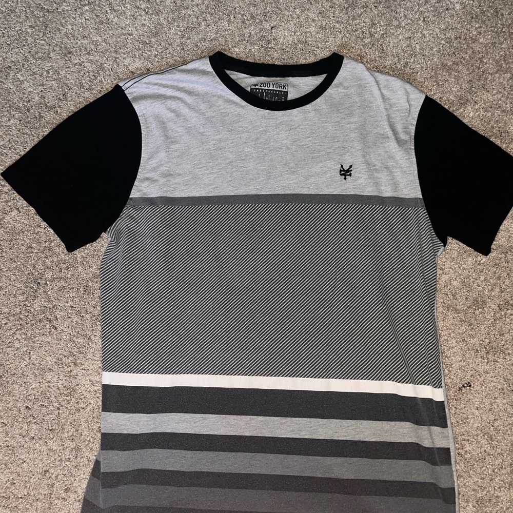 Zoo York Black and Gray Striped Tee